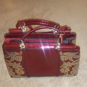 Maroon and Gold Handbag